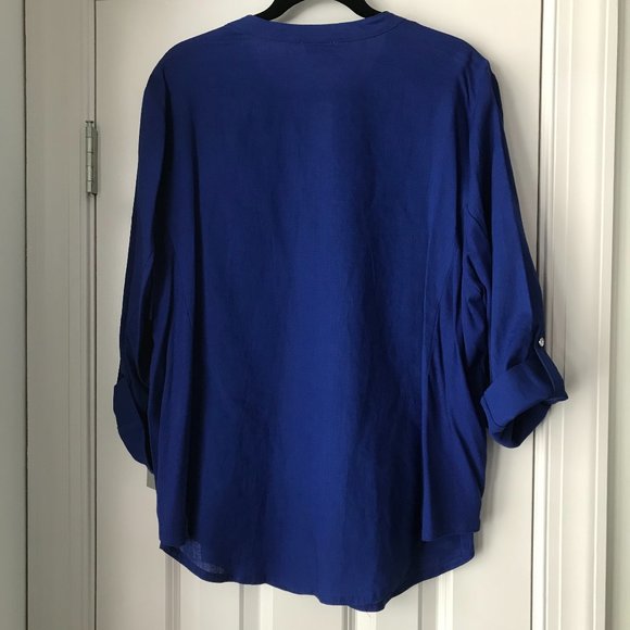 Allison Daley | Tops | New Allison Daley Cobalt Blue Linen Shirt 22w | Poshmark